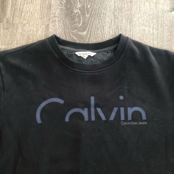 Calvin Klein Jeans Mens Black Pullover Crewneck Long Sleeve Sweatshirt Sz Large - Picture 2 of 10